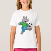 Rhino als Fußballspieler mit Fußball T-Shirt (Vorderseite)