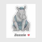 Rhino als Handwerker mit Französisch Aufkleber (Blatt)