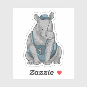 Rhino als Handwerker mit Französisch Aufkleber