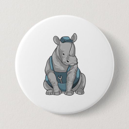 Rhino als Handwerker mit Französisch Button (Vorderseite)