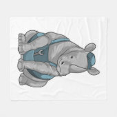 Rhino als Handwerker mit Französisch Fleecedecke (Vorderseite (Horizontal))