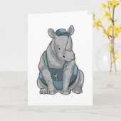Rhino als Handwerker mit Französisch Karte (Gelbe Blume)