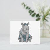Rhino als Handwerker mit Französisch Postkarte (Stehend Vorderseite)