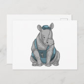 Rhino als Handwerker mit Französisch Postkarte (Vorne/Hinten)