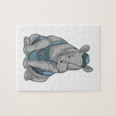 Rhino als Handwerker mit Französisch Puzzle (Horizontal)