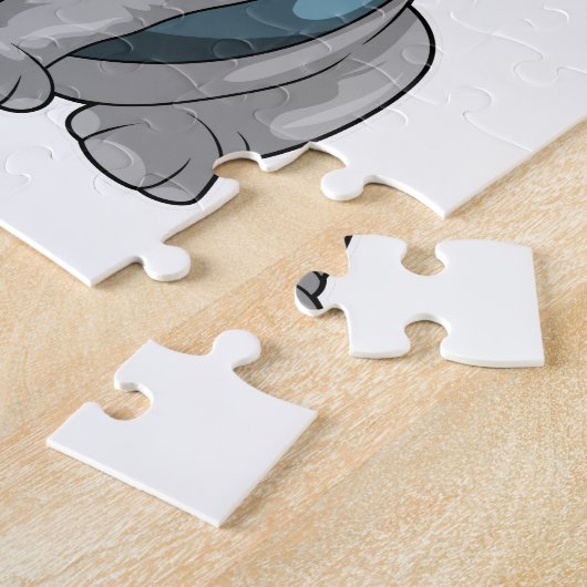 Rhino als Handwerker mit Französisch Puzzle (Seite)