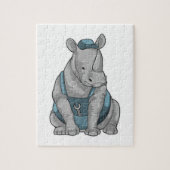 Rhino als Handwerker mit Französisch Puzzle (Vertikal)