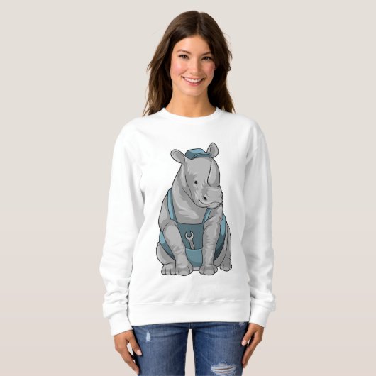 Rhino als Handwerker mit Französisch Sweatshirt (Vorne ganz)