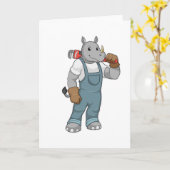 Rhino als Handyman mit Wasserpumpenzange Karte (Gelbe Blume)