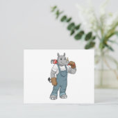 Rhino als Handyman mit Wasserpumpenzange Postkarte (Stehend Vorderseite)