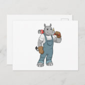 Rhino als Handyman mit Wasserpumpenzange Postkarte (Vorne/Hinten)