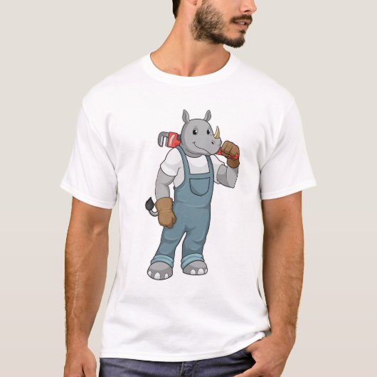 Rhino als Handyman mit Wasserpumpenzange T-Shirt (Vorderseite)