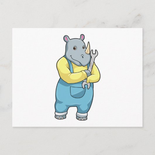 Rhino als Mechanik mit Wrench Postkarte (Vorderseite)
