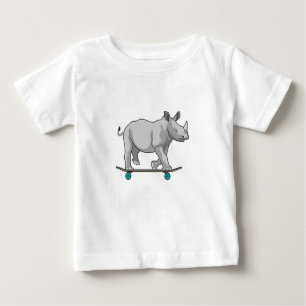 Rhino als Skater mit Skateboard Baby T-shirt