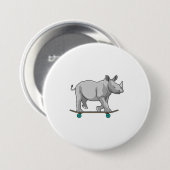 Rhino als Skater mit Skateboard Button (Vorne & Hinten)