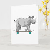 Rhino als Skater mit Skateboard Karte (Gelbe Blume)