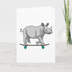 Rhino als Skater mit Skateboard Karte
