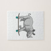 Rhino als Skater mit Skateboard Puzzle (Horizontal)