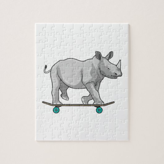 Rhino als Skater mit Skateboard Puzzle (Vertikal)
