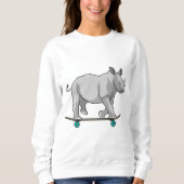 Rhino als Skater mit Skateboard Sweatshirt (Vorderseite)