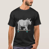 Rhino als Skater mit Skateboard T-Shirt (Vorderseite)