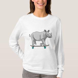 Rhino als Skater mit Skateboard T-Shirt