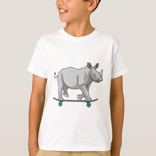 Rhino als Skater mit Skateboard T-Shirt (Vorderseite)