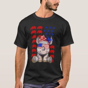 Rhino American Flag Rhino Patriotic 4. Juli T-Shirt