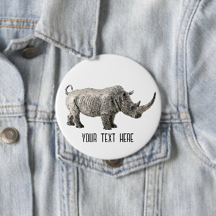 Rhino Animal Niedlich Adorable Custom Button