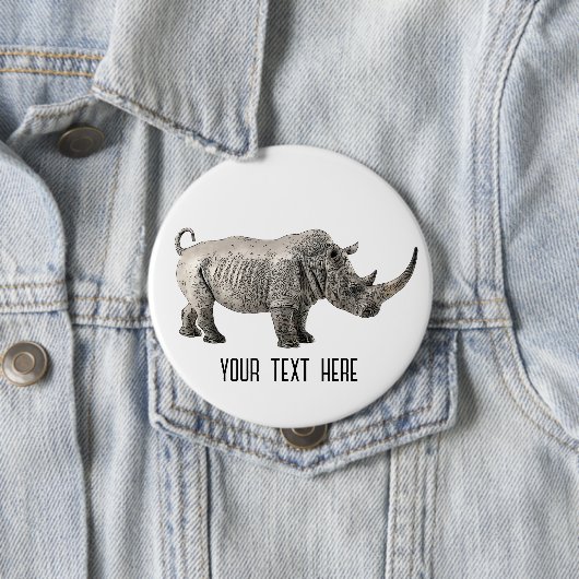 Rhino Animal Niedlich Adorable Custom Button (Beispiel)