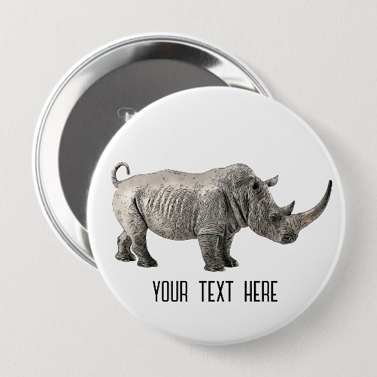 Rhino Animal Niedlich Adorable Custom Button (Vorne & Hinten)