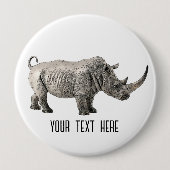 Rhino Animal Niedlich Adorable Custom Button (Vorderseite)