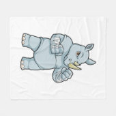 Rhino as Boxer at Boxing Fleecedecke (Vorderseite (Horizontal))