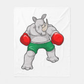 Rhino at Boxing with Boxing gloves Fleecedecke (Vorderseite)