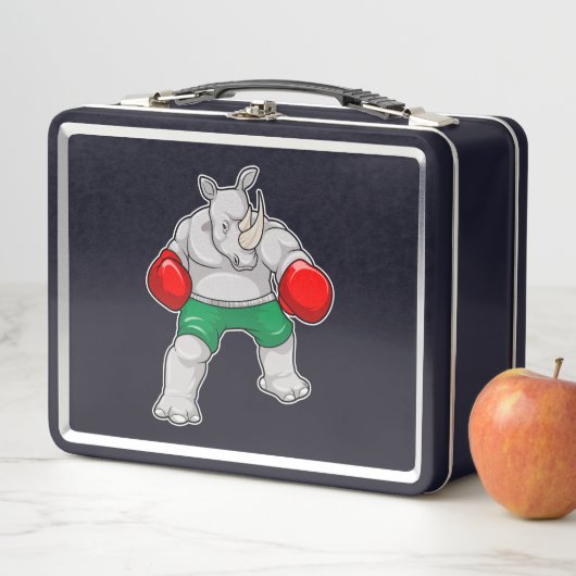 Rhino at Boxing with Boxing gloves Metall Brotdose (Beispiel)