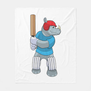 Rhino auf Cricket mit Cricket-Fledermaus Fleecedecke