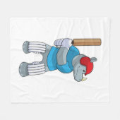 Rhino auf Cricket mit Cricket-Fledermaus Fleecedecke (Vorderseite (Horizontal))