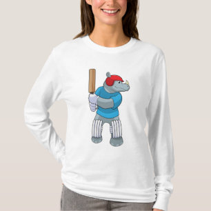 Rhino auf Cricket mit Cricket-Fledermaus T-Shirt