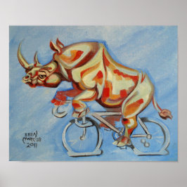 Rhino auf dem Fahrrad Poster