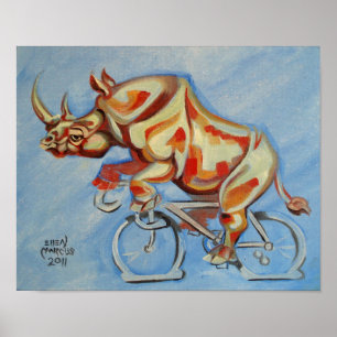 Rhino auf dem Fahrrad Poster