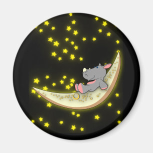 Rhino auf dem Mondmagnet Magnet