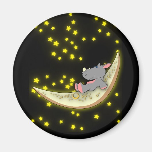 Rhino auf dem Mondmagnet Magnet (Vorne)