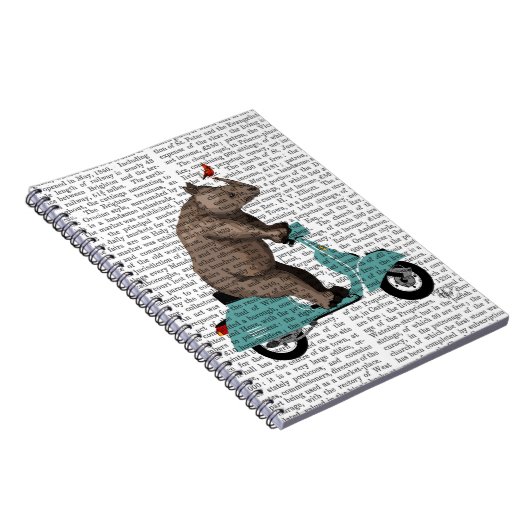 Rhino auf Moped Notizblock (Rechte Seite)