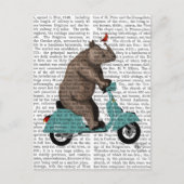 Rhino auf Moped Postkarte (Vorderseite)