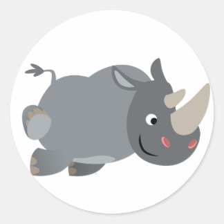 Rhino-Aufkleber für niedliche Cartoon Runder Aufkleber