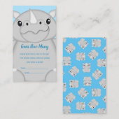 Rhino Baby Shower Blue Begleitkarte (Vorne/Hinten)