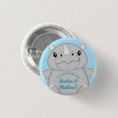 Rhino Baby Shower Blue Button (Vorne & Hinten)