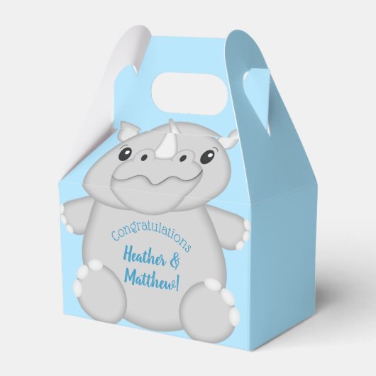 Rhino Baby Shower Blue Geschenkschachtel (Vorderseite)
