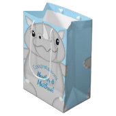 Rhino Baby Shower Blue Mittlere Geschenktüte (Vorderseite Schrägansicht)