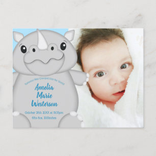 Rhino Baby Shower Blue Postkarte